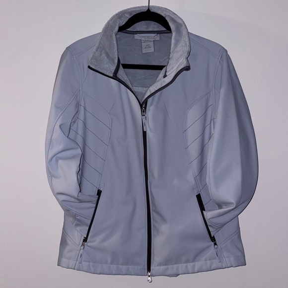 Free Country Soft Shell Women Full Zip Faux Fur Lined Pale Grey Jacket - Picture 1 of 6